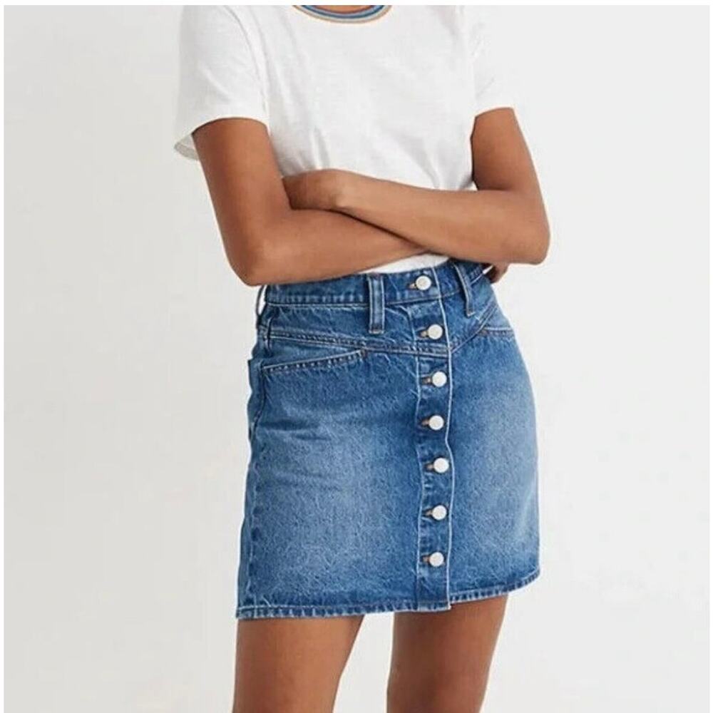 Madewell Skirt Stretch Denim A-Line Blue sz 26 - Picture 1 of 10